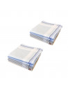 Pile Lot de 12 Mouchoirs en tissu Beige, Gris et Bleu coton 40x40 cm