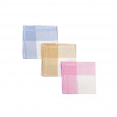 3 mouchoirs carrés Lot de 6 Mouchoirs en tissu femme Bleu, Rose et Beige coton 28x28 cm