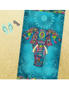 Visuel plage serviette éléphant fond bleu foncé 90x170cm