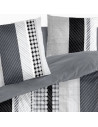 Visuel zoom taies d'oreillers parure de draps géométrique gris 3 à 4 pièces grise et blanche