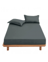 Drap housse light grey 100% coton 57 fils visuel d'ambiance sur fond blanc
