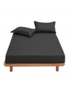 Drap housse medium grey 100% coton 57 fils visuel d'ambiance sur fond blanc
