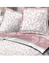 Parure de drap fleuris rose, avec motif esprit printemps sur fond d'ambiance