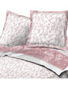 Visuel sur fond blanc parure de drap fleuri rose, avec motif esprit printemps