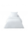 Visuel housse de couette percale satin blanc 1 place 140x200 cm vendu avec une taies d'oreillers sur fond blanc