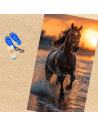 Serviette de plage Cheval Sunset fond sable 100% coton 100x180 cm