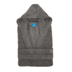 peignoir capuche qui ressort gris