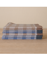 Pile de lot de 12 mouchoirs Trio Carreaux Bleu, Gris et Orange coton 50x50