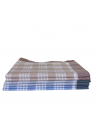Lot de 6 Mouchoirs Quadrillé Carreaux Bleu, Gris et Orange coton 50x50 cm