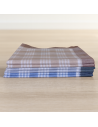 Lot de 6 Mouchoirs Quadrillé Carreaux Bleu, Gris et Orange coton 50x50 cm