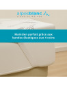 Fixation du surmatelas mémoire de forme en visco et fibre de bambou avec des élastiques aux quatres angles