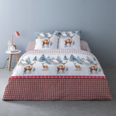 housse de couette 100% coton flanelle motif montagne 220x240cm sur lit visuel d'ambiance