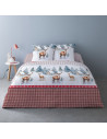 housse de couette 100% coton flanelle motif montagne 220x240cm sur lit visuel d'ambiance