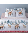 zoom détails sur les taies d'oreillers carrés 65x65cm de la housse de couette, motif cerf