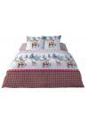 Housse de couette 100% de flanelle 220x240cm + 2 taies d'oreiller 65x65cm, style montagne sur fond blanc