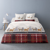 Housse de couette flanelle 220x240 cm esprit montagne, sur un lit visuel d'ambiance