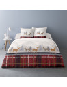 Housse de couette flanelle 220x240 cm esprit montagne, sur un lit visuel d'ambiance