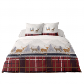 visuel housse de couette flanelle 220x240cm esprit montagne, sur un lit visuel sur fond blanc