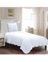 Couvre lit Boutis 1 place 180x240cm + 1 taie d'oreiller 65x65cm Blanc 100% coton