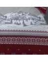 Zoom sur le dessin de la housse de couette Flanelle Navacerrada 140x200  cm, dessin chalet montagne