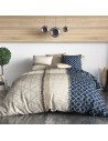 Housse de couette 260x240 Narirobi 100% coton, inspiration kenyane bleu et sable