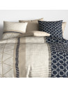 Taies d'oreiller carrées assorties à la housse de couette 260x240 Narirobi bleue et sable d'inspiration kenyane