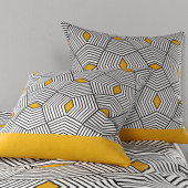 Housse de couette coton 220x240 cm à motifs géométriques jaunes et noirs
