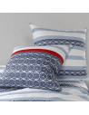 Taies de la housse de Couette 220x240 cm SANTORINI 100% coton 57 fils - Style maritime bleu marine et bordeaux - Oeko-Tex