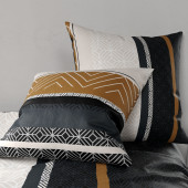 Housse de couette coton 220x240 cm rayures verticales noir, doré, blanc