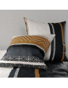 Housse de couette coton 220x240 cm rayures verticales noir, doré, blanc
