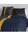 Taies d'oreiller Nil bleu nuit et or.