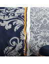 Housse de couette 260x240 cm coton style oriental Bleu nuit et Safran