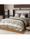 Housse de couette Bohème coton 57 Fils | Style ethnique noir et beige