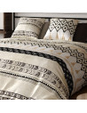 Housse de couette Bohème coton 57 Fils | Style ethnique noir et beige