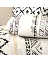 Housse de couette Bohème coton 57 Fils | Style ethnique noir et beige