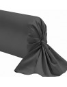 Taie de traversin 45x230 cm en coton gris anthracite, finition point de bourdon, fabrication française