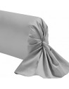 Taie de traversin 45x230 cm en coton gris souris, finition point de bourdon, fabrication française