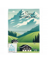 Torchons esprit montagne sur fond blanc  100% coton 50x70cm montagne été, motif et détails montagnard en été