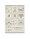 torchon de cuisine montagne gris, dessins savoyard gris sur fond beige, 100% coton 50x70cm sur fond blanc.