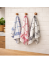 Lot de 6 torchons à carreaux, bleu, rouge, et gris, motif canard 100% coton, absorbant dans une cuisine suspendu au accroche