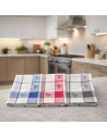 Lot de 6 torchons à carreaux, bleu, rouge, et gris, motif canard 100% coton, absorbant dans une cuisine suspendu au accroche