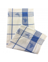torchons à carreaux motif canard bleu, 100% coton jacquard 50x70cm, sur fond blanc