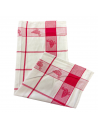 torchons à carreaux motif canard rouge, 100% coton jacquard 50x70cm, sur fond blanc