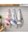 Lot de 6 torchons à carreaux motifs cerises rouge, bleu, gris 100% coton tissage jacquard, 50x70cm