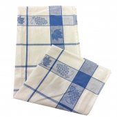 Lot de 6 torchons à carreaux bleu et à motif feuille de vigne, visuel sur fond blanc