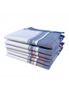 Lot de 6 mouchoirs Adrien en coton jumel 44x44 cm pliés avec motifs rayures bleus, rouges, jaunes