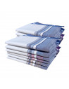 Lot de 12 mouchoirs Adrien en coton jumel 44x44 cm avec bordures rayures et carreaux, bleus, rouges, jaunes