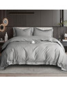 Housse de couette unie brodée 220x240 cm satin de coton avec taies