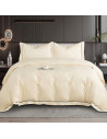 Housse de couette unie brodée 220x240 cm satin de coton avec taies