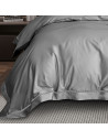 Housse de couette grise brodée 220x240 cm satin de coton 120 fils/cm² - zoom sur la finition